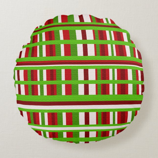 Christmas Plaid Round Pillow (Front)