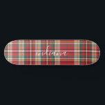 Christmas Plaid Rustic Red Green White Personalize Skateboard<br><div class="desc">Christmas Plaid Rustic Red Green White Check skateboard. Perfect for trainings and as a stocking stuffer. Other tartan and plaid leggings also available in this store</div>