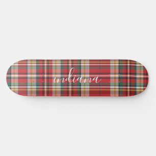 Christmas Plaid Rustic Red Green White Personalize Skateboard