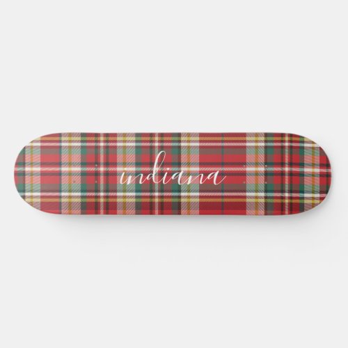 Christmas Plaid Rustic Red Green White Personalize Skateboard