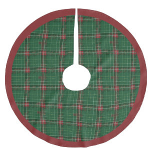Christmas Plaid Scottish Red on Green Brushed Polyester Tree Skirt