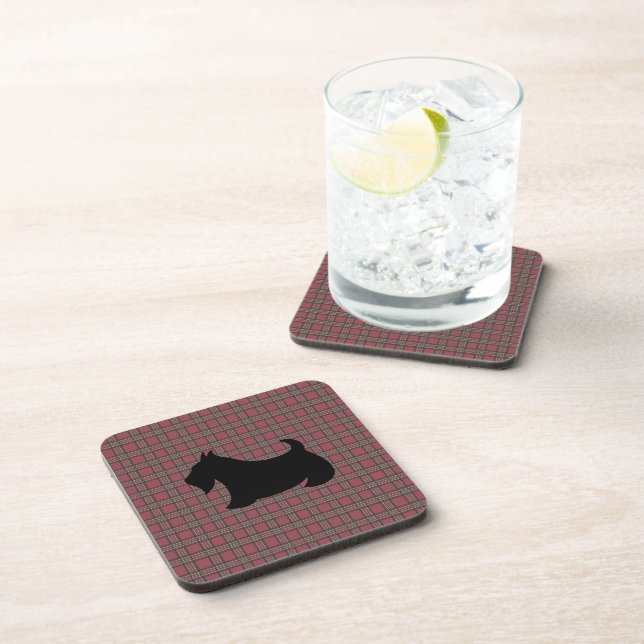 Christmas Plaid Scottish Terrier Coasters (Right Side)