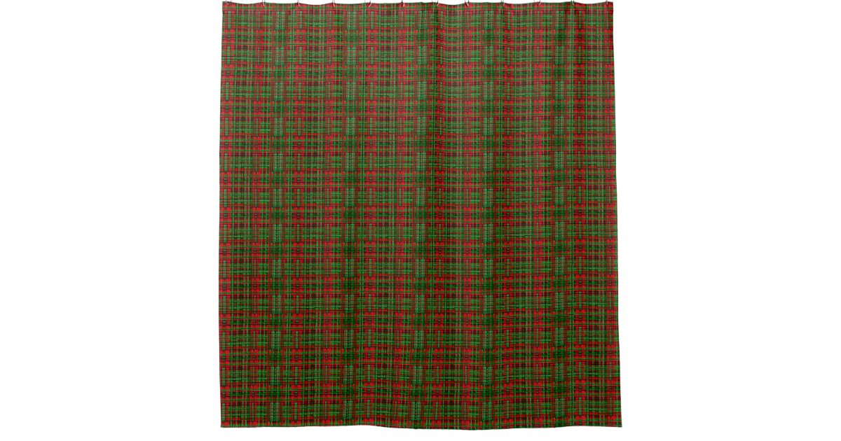 Christmas plaid shower curtain Zazzle