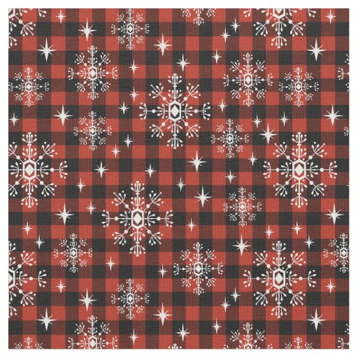 Christmas Plaid Snow Fabric