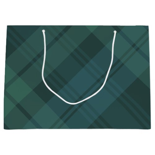 Christmas plaid stylish green blue classic holiday large gift bag