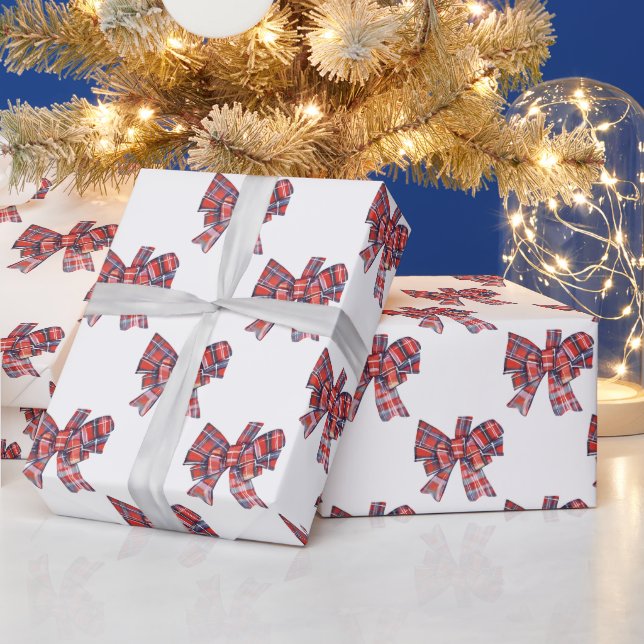Christmas Plaid Tartan Bow Wrapping Paper (Holidays)