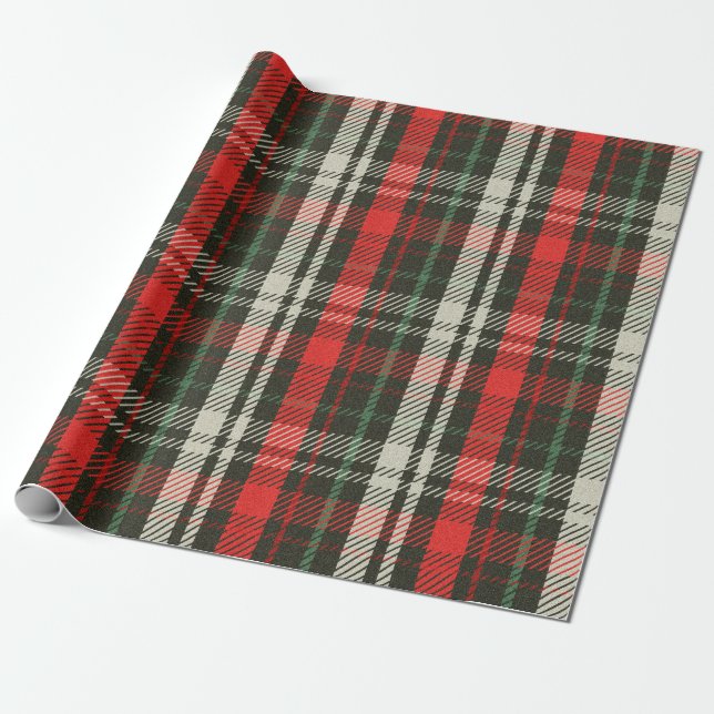 Christmas Plaid Tartan Pattern Wrapping Paper (Unrolled)