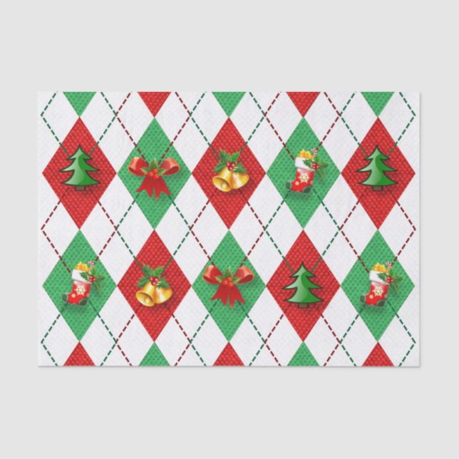 christmas plaid tartan tissue paper (Front)