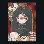 Christmas Plaid Tea For Three Plaid 3rd Birthday Invitation<br><div class="desc">EDITABLE Christmas Plaid Tea For Three Plaid 3rd Birthday Invitation
Elegant Chalkboard White Floral Winter Christmas Birthday Tea Party
Red & Black Plaid Teapot Cakes Christmas Invite</div>