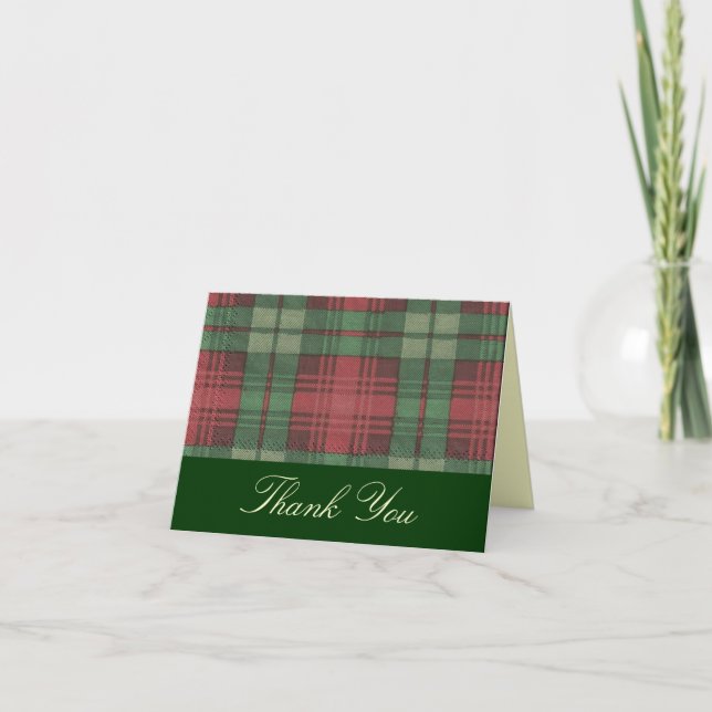 Christmas Plaid Thank You Card (Front)