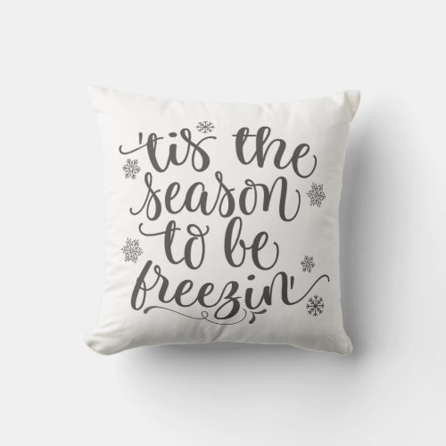 Christmas Plaid Tis the Season to Be Freezin Throw Pillow