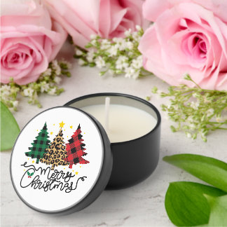 Christmas Plaid Tree | Merry Christmas Mini Candle Favors