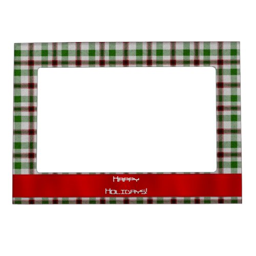 Christmas Plaid With Red Ribbon Magnetic Frame