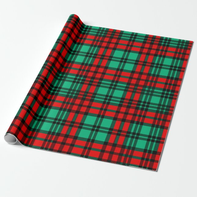 Christmas Plaid Wrapping Paper (Unrolled)