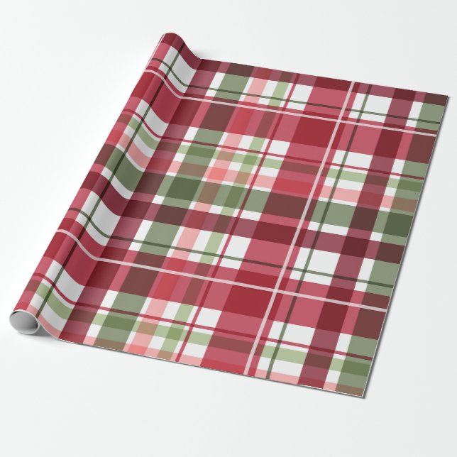Christmas Plaid Wrapping Paper (Unrolled)