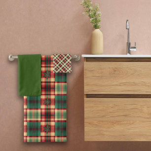 Christmas Plaids Custom Name Bath Towels