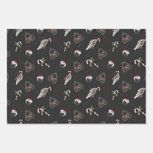 Christmas Planchette  Skeleton Hand Candy Cane Wrapping Paper Sheets
