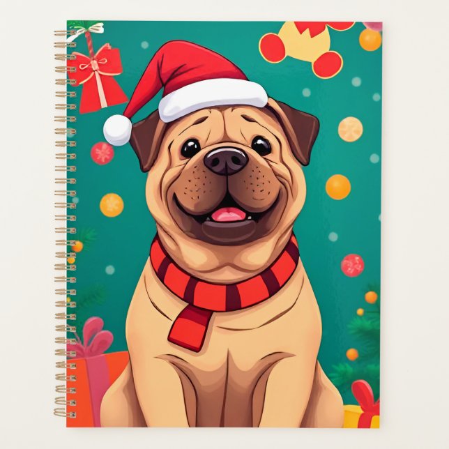 🎁Christmas Planner Cute Dog Santa Hat Gift ✨ (Front)