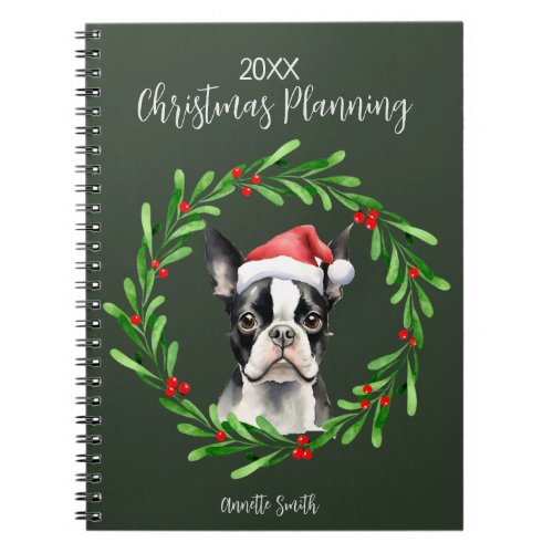 Christmas Planning Dog Boston Terrier Organizing Notebook