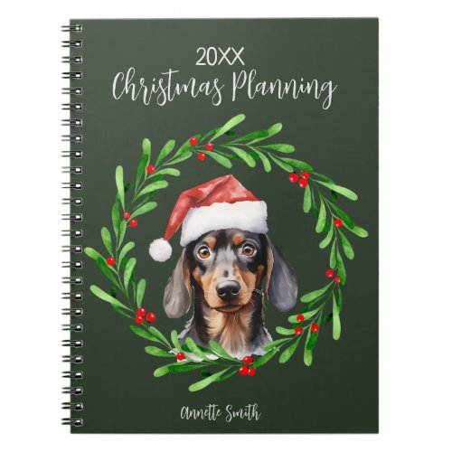 Christmas Planning Dog Dachshund Organizing Gift Notebook