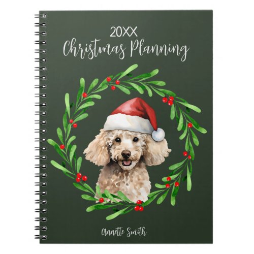 Christmas Planning Dog Poodle Standard Mini Pup Notebook