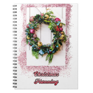 Christmas Planning Pastel Wreath Notebook
