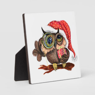 Christmas Plaque Gift Baby Owl with Gifts