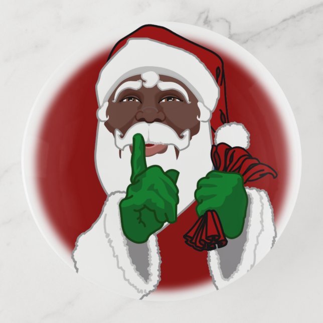 Christmas Plate African American Santa Tray (Front)