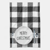 Christmas Black and White Buffalo Plaid Kitchen Towel