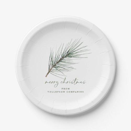 Christmas Plates Holiday Simple Evergreen Branch