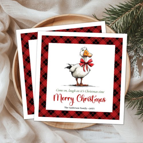 Christmas Playful Goose Whimsy Minimal Napkins