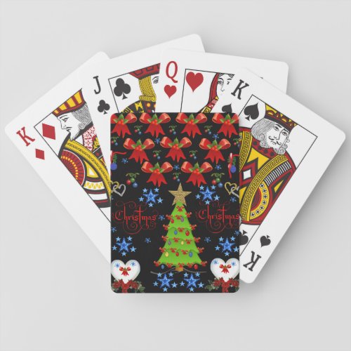 Christmas playing card deck black