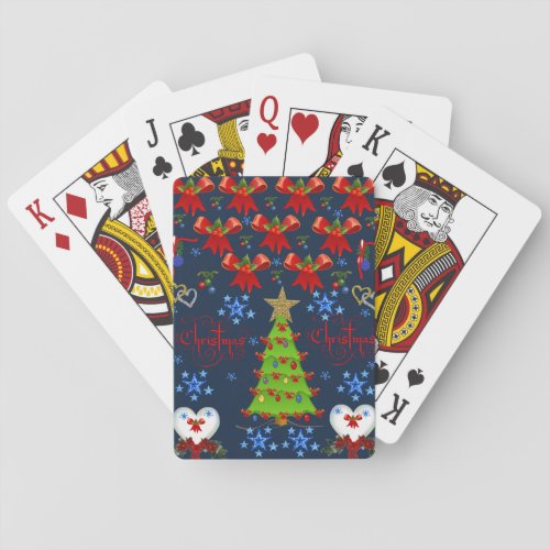 Christmas playing card deck dark blue