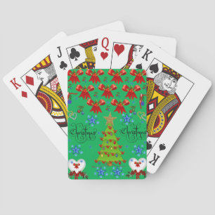 Christmas playing card deck dark green