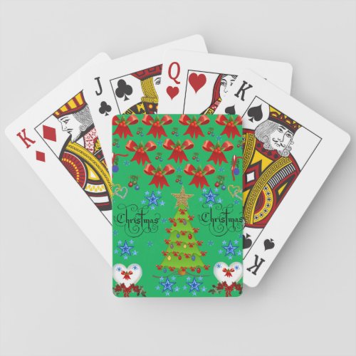 Christmas playing card deck dark green