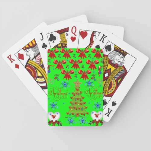 Christmas playing card deck green light