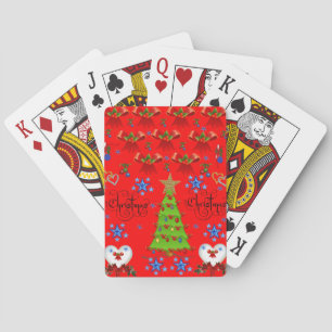 Christmas playing card deck red