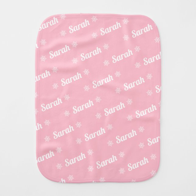 Christmas Plush Personalized Name  Baby Burp Cloth (Front)