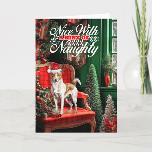 Christmas Podengo Pequeno Dog Naughty or Nice Holiday Card