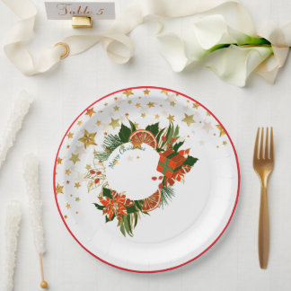 Christmas Poinsetta & Greenery Paper Plates