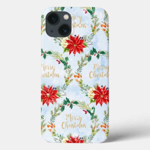 Christmas poinsettia 1 Pattern iPhone 13 Case