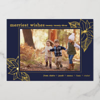 Christmas Poinsettia | 1 Photo Navy Blue and Gold