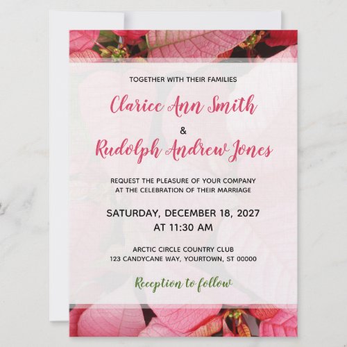 Christmas Poinsettia 65x875 Wedding Invitation