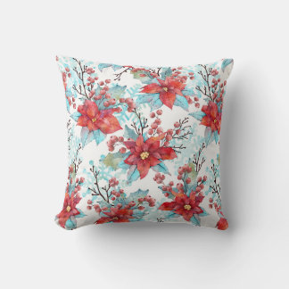 Christmas Poinsettia Accent Pillow