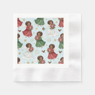 Christmas Poinsettia African American Angels Napkins