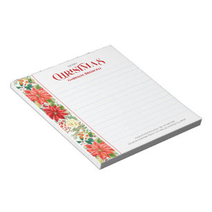 Christmas poinsettia and flowers border notepad
