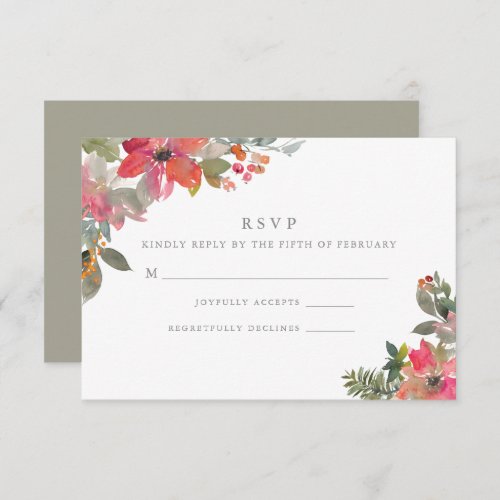 Christmas Poinsettia and Greenery RSVP Card
