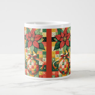 CHRISTMAS POINSETTIA AND ORNAMENT GIANT COFFEE MUG