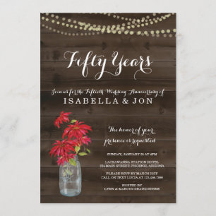 Christmas Poinsettia Anniversary Party Invitation