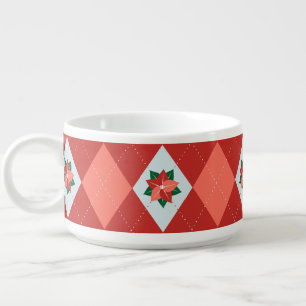 Christmas Poinsettia Argyle Bowl